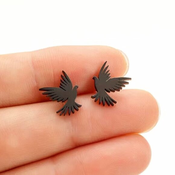 Dove of Peace Stainless Steel Stud Small Earrings #1145 - Picture 8 of 10